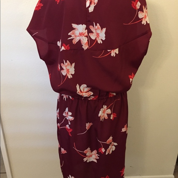 LAUREN RALPH LAUREN FLORAL PRINT BURGUNDY DRESS - Picture 7 of 8